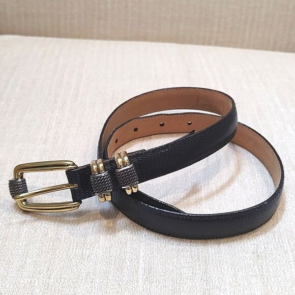 Brighton Black Reptile Embossed Leather Gold and Silver Buckle and Loops Size 30 - Picture 10 of 10